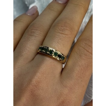 925 Sterling Silver Gold Plated Emerald Ring Size 8