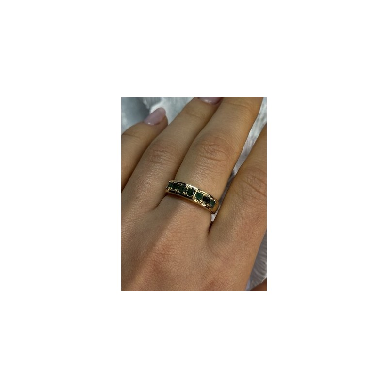 925 Sterling Silver Gold Plated Emerald Ring Size 8