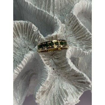 925 Sterling Silver Gold Plated Emerald Ring Size 8
