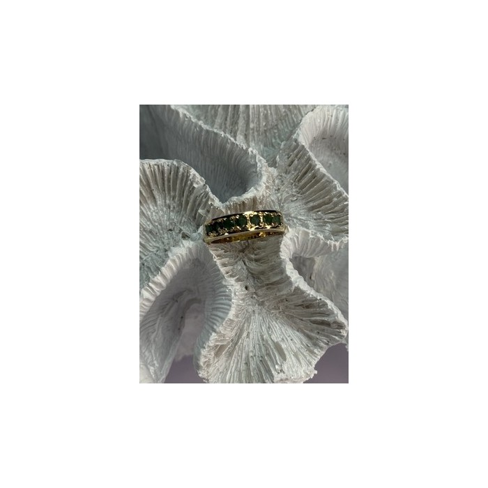 925 Sterling Silver Gold Plated Emerald Ring Size 8