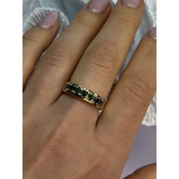 925 Sterling Silver Gold Plated Emerald Ring Size 8