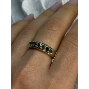 925 Sterling Silver Gold Plated Emerald Ring Size 8