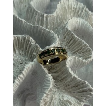 925 Sterling Silver Gold Plated Emerald Ring Size 8