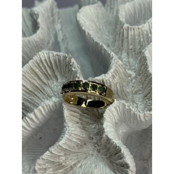 925 Sterling Silver Gold Plated Emerald Ring Size 8