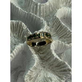 925 Sterling Silver Gold Plated Emerald Ring Size 8