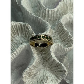 925 Sterling Silver Gold Plated Emerald Ring Size 8