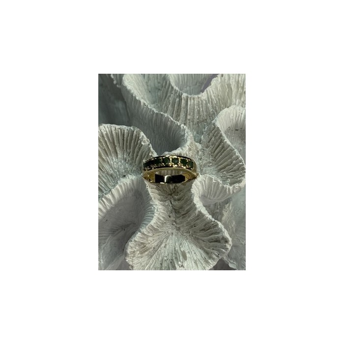 925 Sterling Silver Gold Plated Emerald Ring Size 8