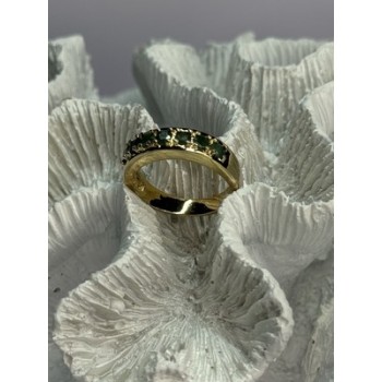 925 Sterling Silver Gold Plated Emerald Ring Size 8