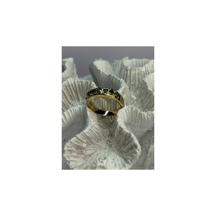 925 Sterling Silver Gold Plated Emerald Ring Size 8