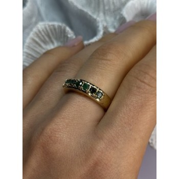 925 Sterling Silver Gold Plated Emerald Ring Size 8