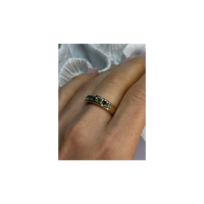 925 Sterling Silver Gold Plated Emerald Ring Size 8
