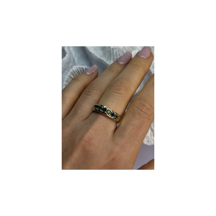 925 Sterling Silver Gold Plated Emerald Ring Size 8
