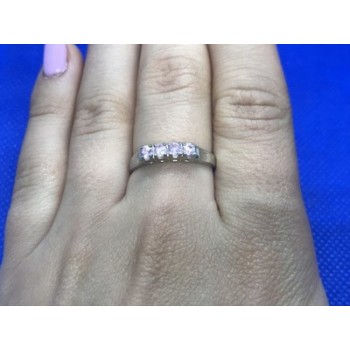 925 Sterling Silver Pink Quartz Ring Size 8