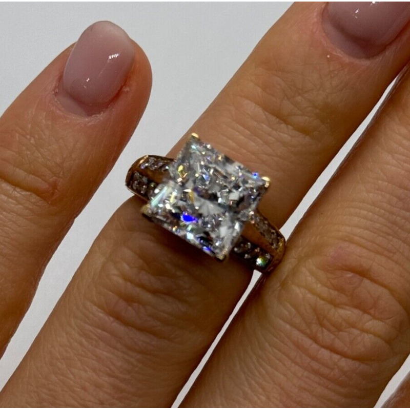 925 Sterling Silver Gold Plated CZ Ring Size 4.5