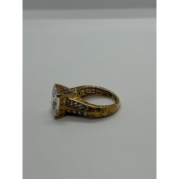 925 Sterling Silver Gold Plated CZ Ring Size 4.5