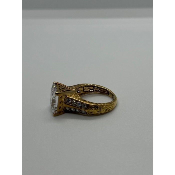 925 Sterling Silver Gold Plated CZ Ring Size 4.5