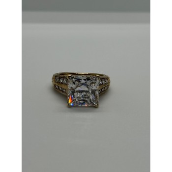 925 Sterling Silver Gold Plated CZ Ring Size 4.5