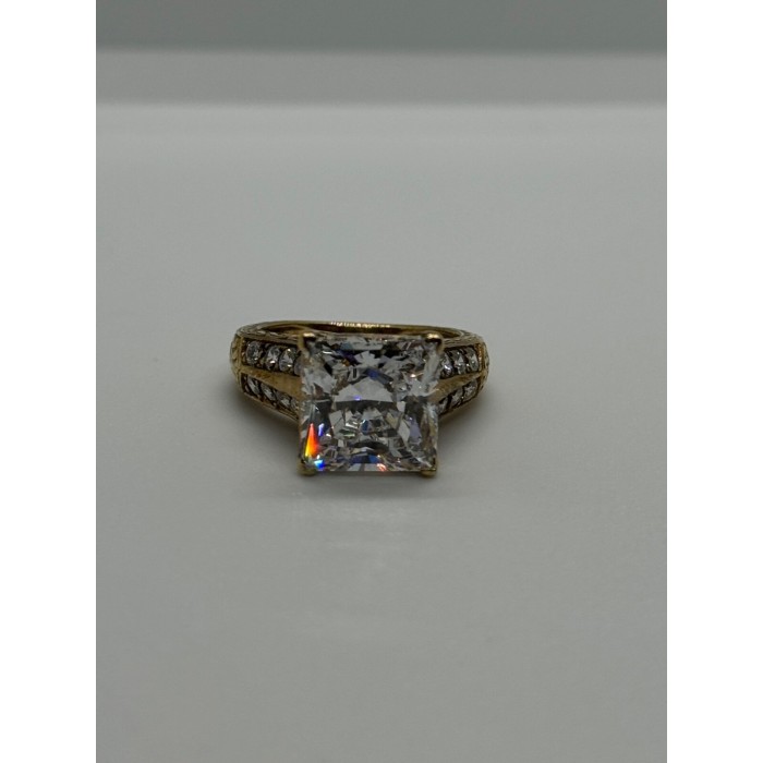 925 Sterling Silver Gold Plated CZ Ring Size 4.5
