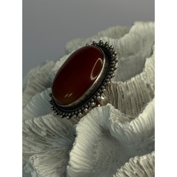 Vintage 925 Sterling Silver Carnelian Ring Size 6