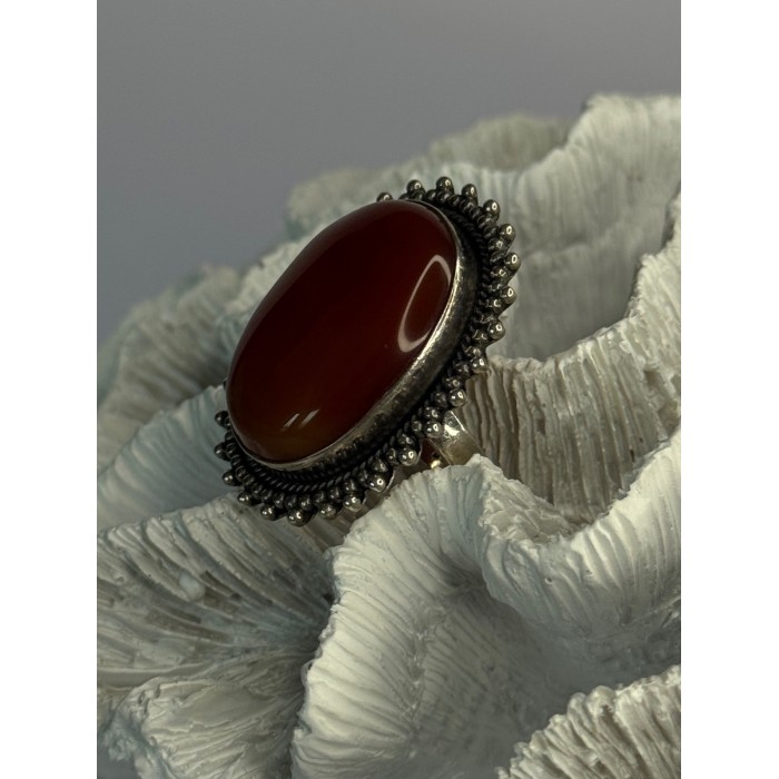 Vintage 925 Sterling Silver Carnelian Ring Size 6