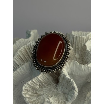 Vintage 925 Sterling Silver Carnelian Ring Size 6