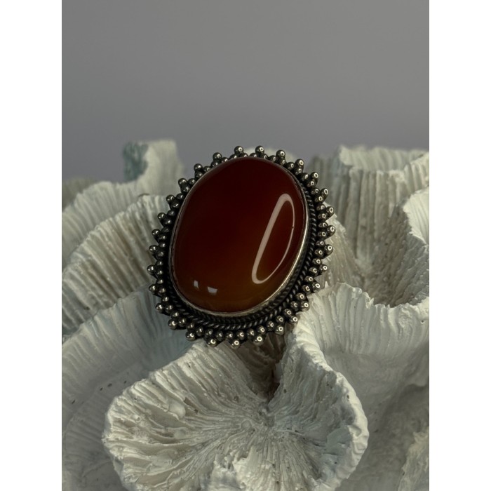 Vintage 925 Sterling Silver Carnelian Ring Size 6