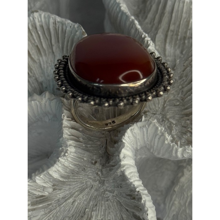 Vintage 925 Sterling Silver Carnelian Ring Size 6