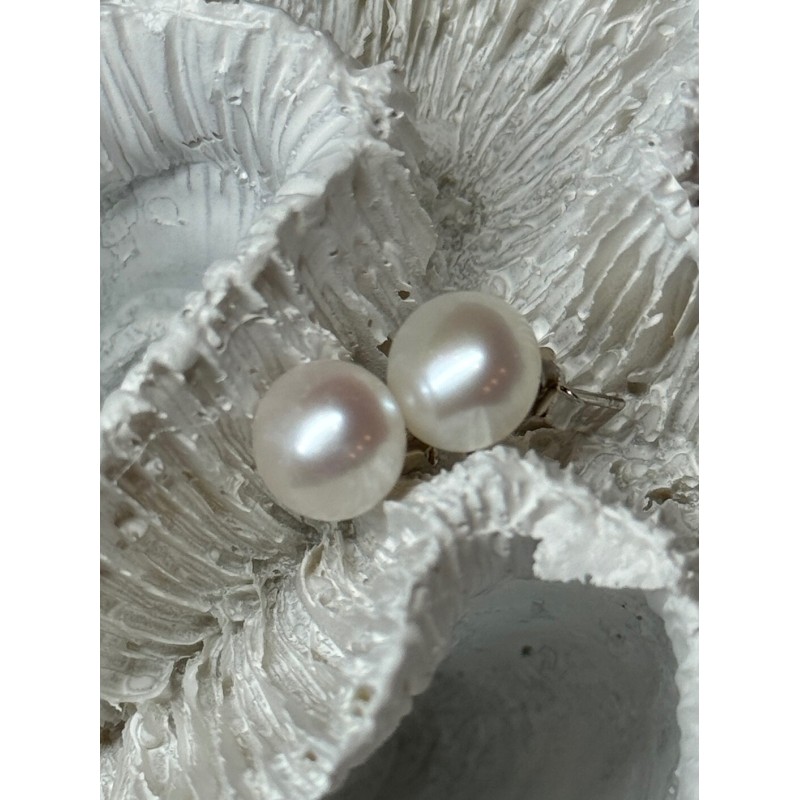 925 STERLING SILVER FRESH WATER PEARL EARRINGS LENGTH 0.35 Inch