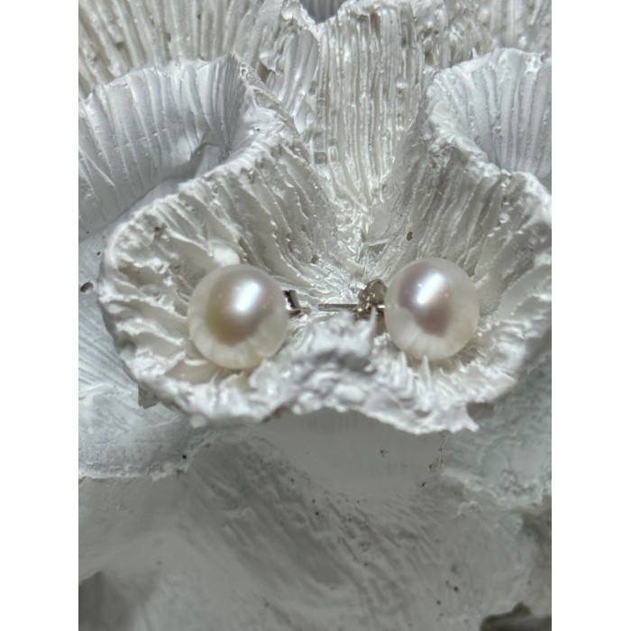 925 STERLING SILVER FRESH WATER PEARL EARRINGS LENGTH 0.35 Inch
