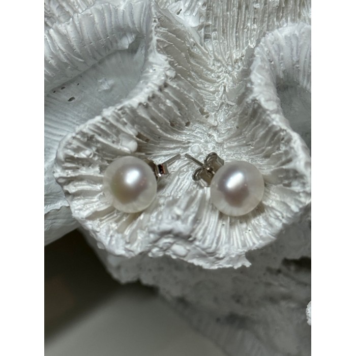 925 STERLING SILVER FRESH WATER PEARL EARRINGS LENGTH 0.35 Inch