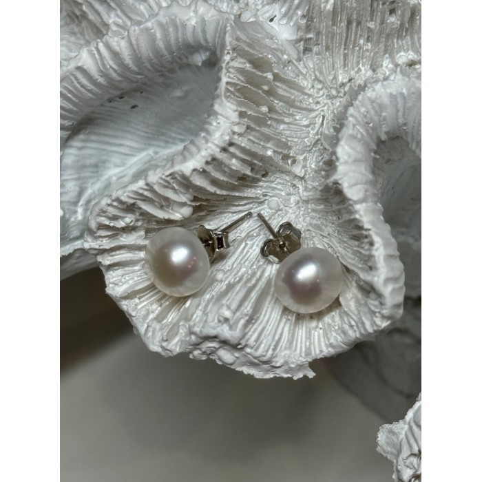 925 STERLING SILVER FRESH WATER PEARL EARRINGS LENGTH 0.35 Inch