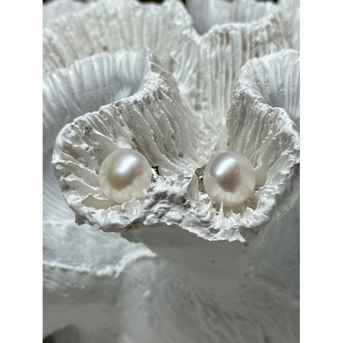 925 STERLING SILVER FRESH WATER PEARL EARRINGS LENGTH 0.35 Inch