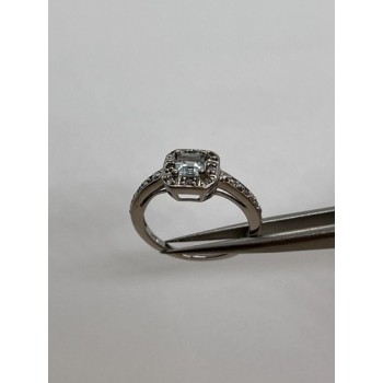 925 Sterling Silver Aquamarine & Goshenite Ring Size 5.5