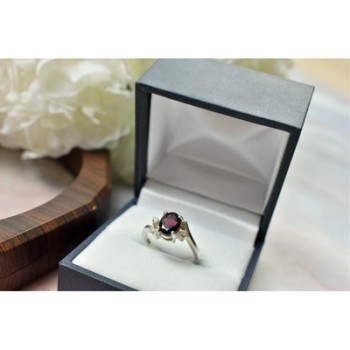 925 Sterling Silver Garnet & CZ Ring Size 6