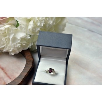 925 Sterling Silver Garnet & CZ Ring Size 6