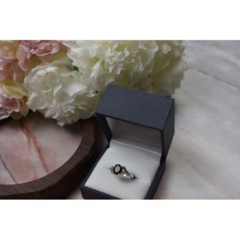 925 Sterling Silver Garnet & CZ Ring Size 6