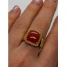 925 STERLING SILVER GOLD PLATED AMBER & RED SPINEL RING SIZE 7.5