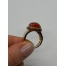 925 STERLING SILVER GOLD PLATED AMBER & RED SPINEL RING SIZE 7.5