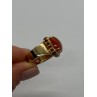 925 STERLING SILVER GOLD PLATED AMBER & RED SPINEL RING SIZE 7.5