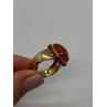 925 STERLING SILVER GOLD PLATED AMBER & RED SPINEL RING SIZE 7.5