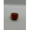 925 STERLING SILVER GOLD PLATED AMBER & RED SPINEL RING SIZE 7.5