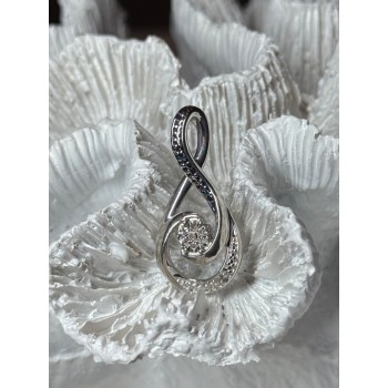 925 Sterling Silver White & Blue Topaz Pendant Length 1.1 Inch