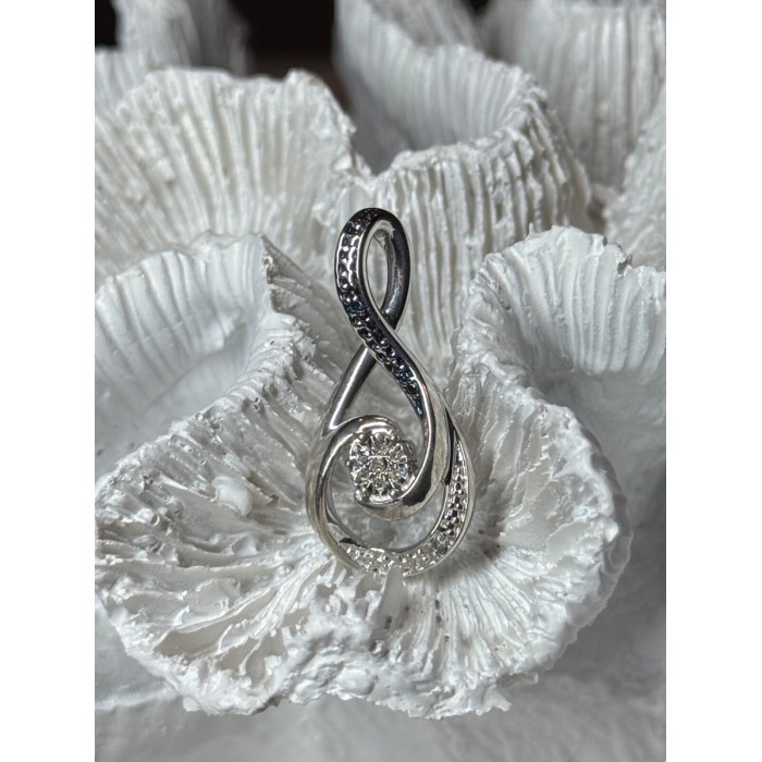 925 Sterling Silver White & Blue Topaz Pendant Length 1.1 Inch