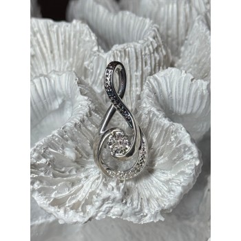 925 Sterling Silver White & Blue Topaz Pendant Length 1.1 Inch