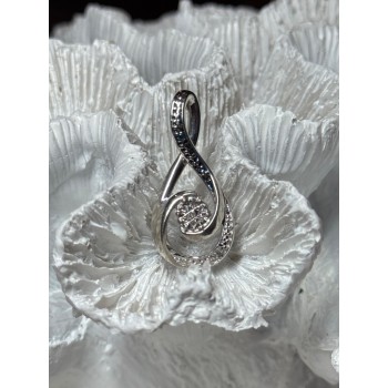 925 Sterling Silver White & Blue Topaz Pendant Length 1.1 Inch