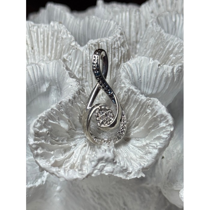 925 Sterling Silver White & Blue Topaz Pendant Length 1.1 Inch