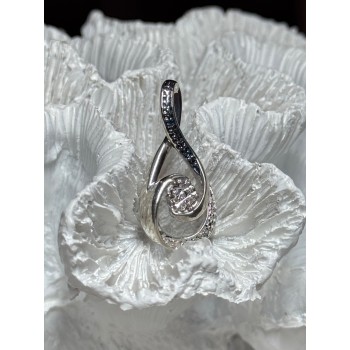 925 Sterling Silver White & Blue Topaz Pendant Length 1.1 Inch