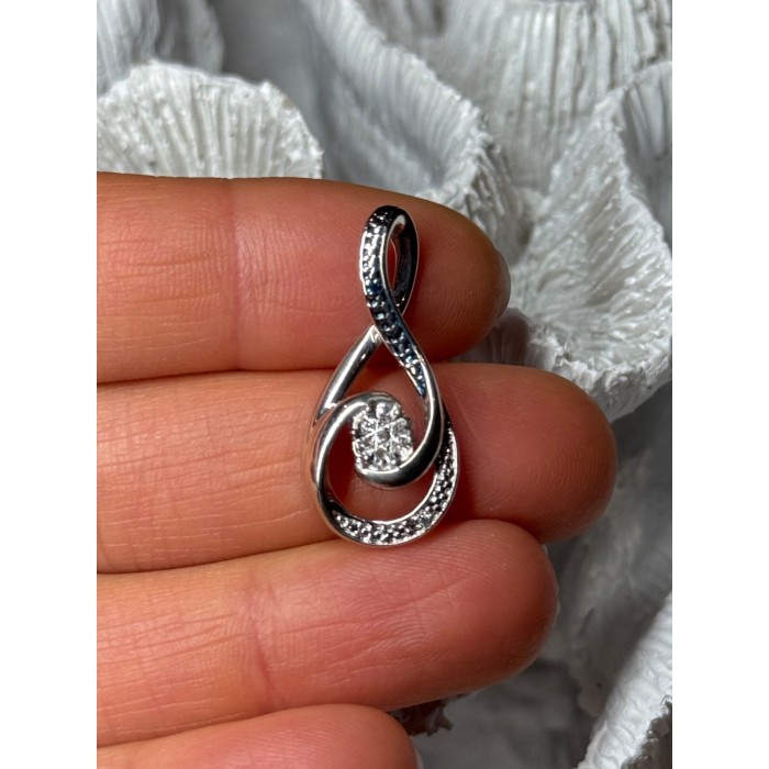 925 Sterling Silver White & Blue Topaz Pendant Length 1.1 Inch