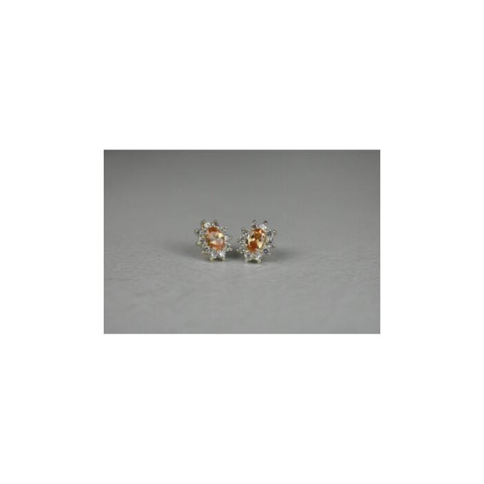 925 Sterling Silver Citrine & CZ 