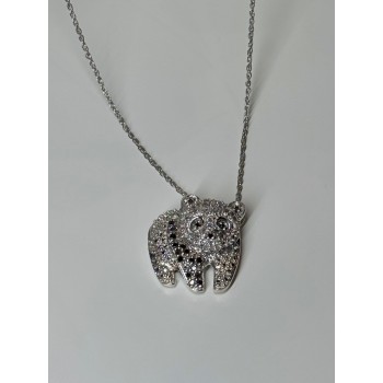 925 Sterling Silver Baby Bear CZ Necklace Length 18 Inch